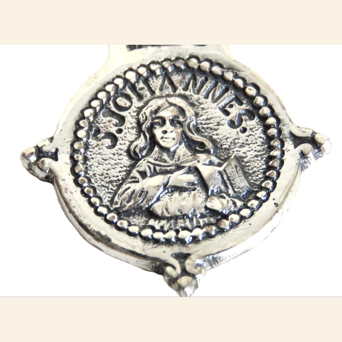 Spanish Silver Four Evangelists Cross, Christ Crucified, Catholic Devotional Cross - Vintage French Treasures