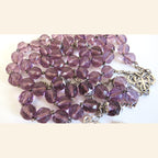 Antique French Art Nouveau Silver Rosary Purple Faceted Glass Beads Lily Centre Crucifix -