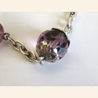 Antique French Art Nouveau Silver Rosary Purple Faceted Glass Beads Lily Centre Crucifix -