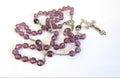 Antique French Art Nouveau Silver Rosary Purple Faceted Glass Beads Lily Centre Crucifix - Vintage French Treasures