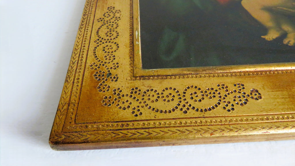 Vintage Italian Florentine Madonna del Granduca Wall Plaque, Gilt Wood, Palazzo Pitti, Raphael Print - Vintage French Treasures