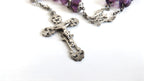 Large Antique French Silver Rosary with Purple Faceted Beads c.1900 -