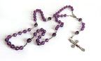 Large Antique French Silver Rosary with Purple Faceted Beads c.1900 -