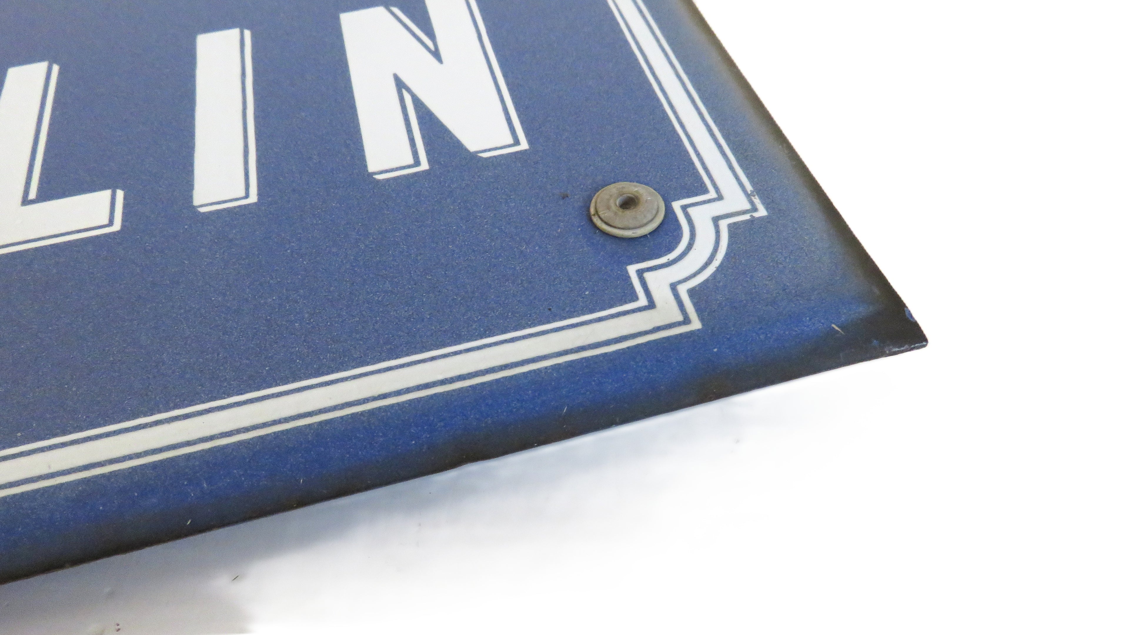 Vintage French Enamel Street Sign Chemin du Moulin Blue Road Plaque with Bracket - Vintage French Treasures