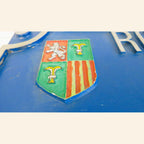 Vintage French “Route de Toulouse” Cast Metal Road Sign Plaque with Heraldic Crest -