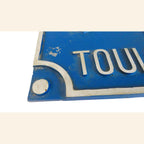 Vintage French “Route de Toulouse” Cast Metal Road Sign Plaque with Heraldic Crest -