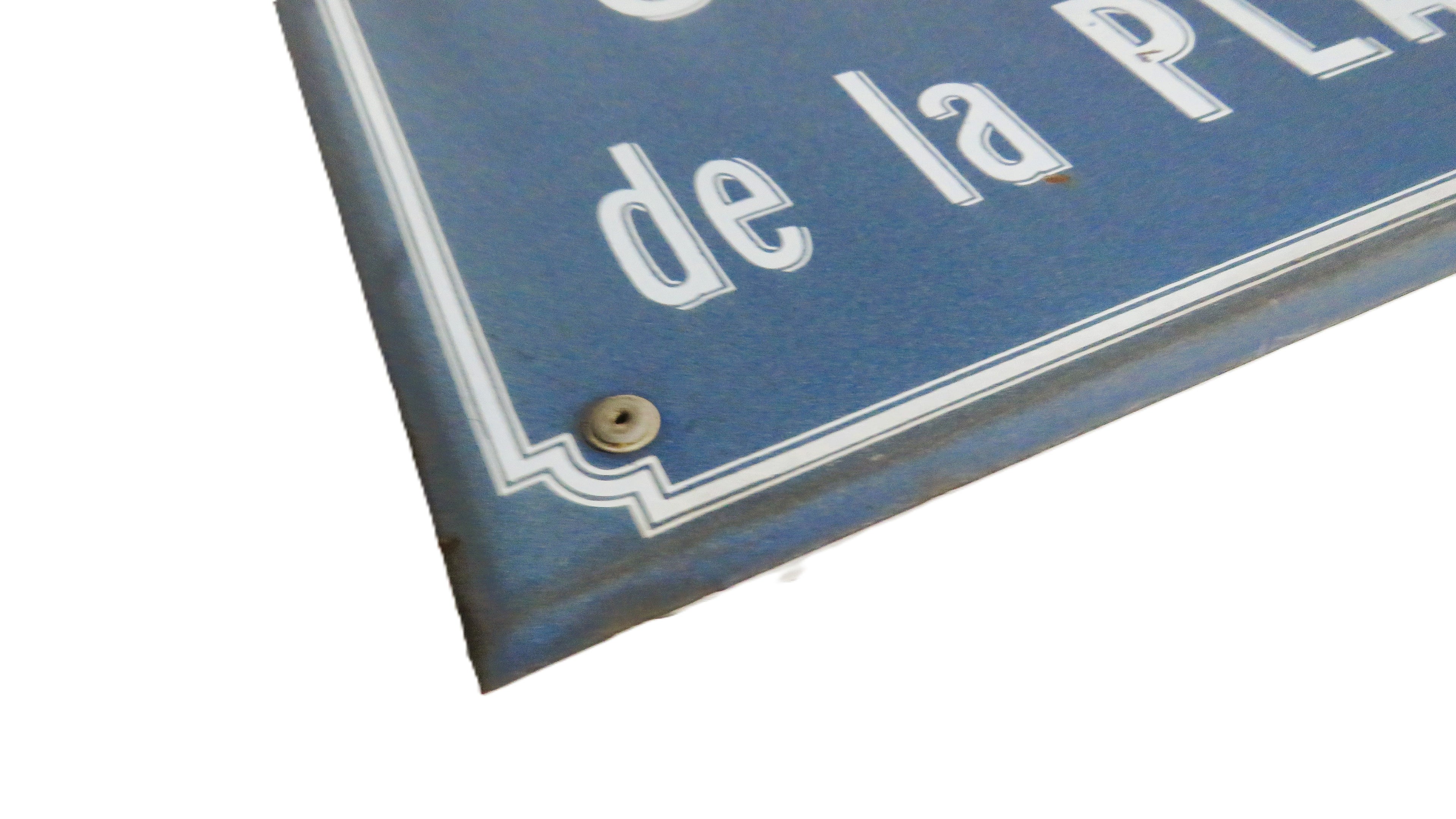 Vintage French Enamel Street Sign Chemin de la Plaine Blue Road Sign French Wall Decor Industrial Plaque - Vintage French Treasures