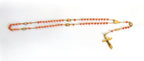 Antique French Coral Rosary Signed Karo Art Deco Coral Rosary -