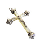 Elegant Antique French Silver & Mother of Pearl Crucifix – First Communion or Wedding Gift -