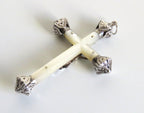 Elegant Antique French Silver & Mother of Pearl Crucifix – First Communion or Wedding Gift -