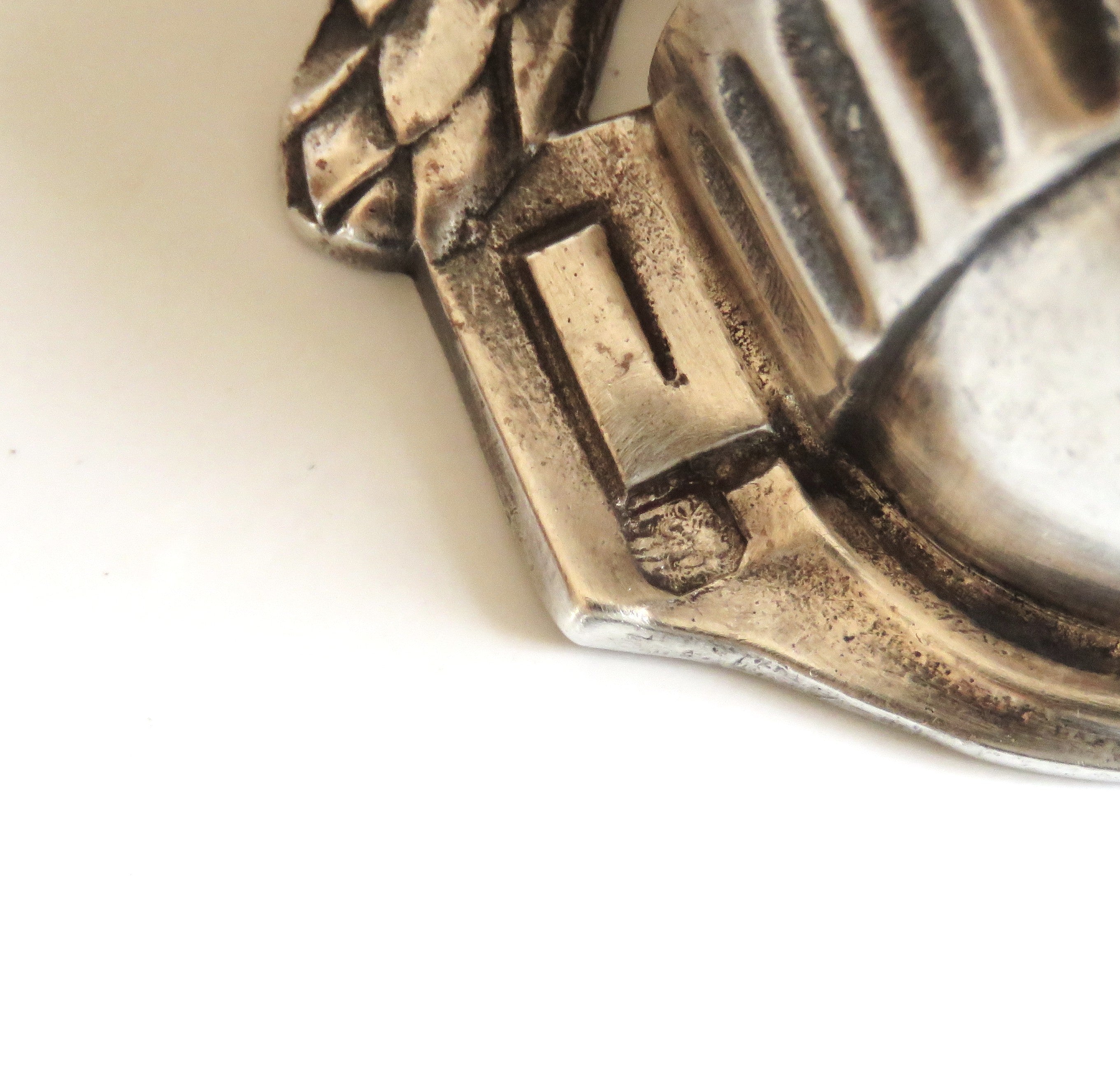 Antique Silver Holy Water Font Virgin & Child - Vintage French Treasures