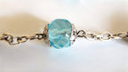French Late 1920s Rosary Aqua Blue Glass Silver Crucifix Capped Beads -