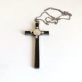 Antique Spanish Holy Family Cross Pendant Dated 1919 with Silver Chain - Vintage French Treasures