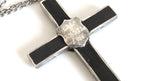 Antique Spanish Holy Family Cross Pendant Dated 1919 with Silver Chain -