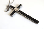 Antique Spanish Holy Family Cross Pendant Dated 1919 with Silver Chain -