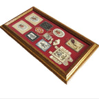 Antique French Devotional Shadow Box with Sacred Heart Ex Votos and Marian Keepsakes -