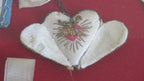 Antique French Devotional Shadow Box with Sacred Heart Ex Votos and Marian Keepsakes -