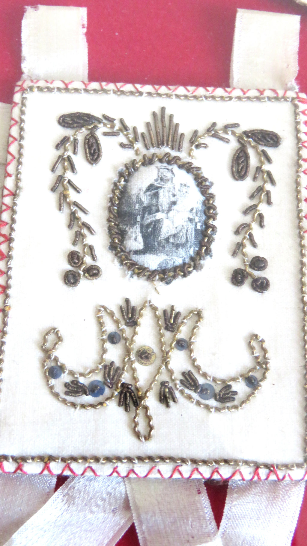 Antique French Devotional Shadow Box with Sacred Heart Ex Votos and Marian Keepsakes - Vintage French Treasures