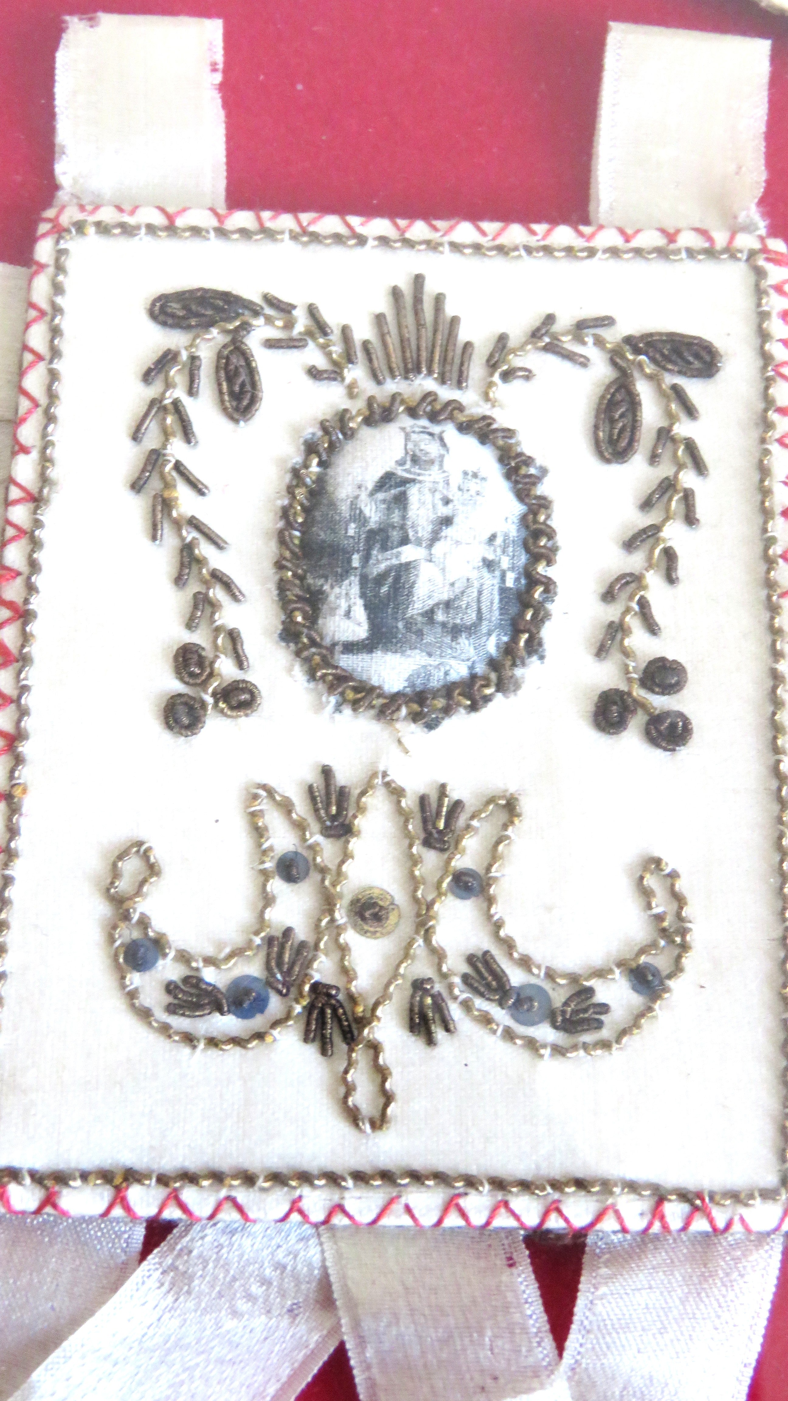Antique French Devotional Shadow Box with Sacred Heart Ex Votos and Marian Keepsakes - Vintage French Treasures