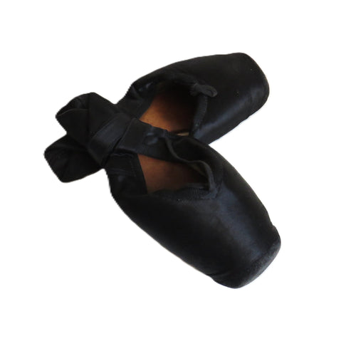 Antique French Ballet Shoes – Black Satin Pointe Slippers – Paris – Size 11 - Vintage French Treasures
