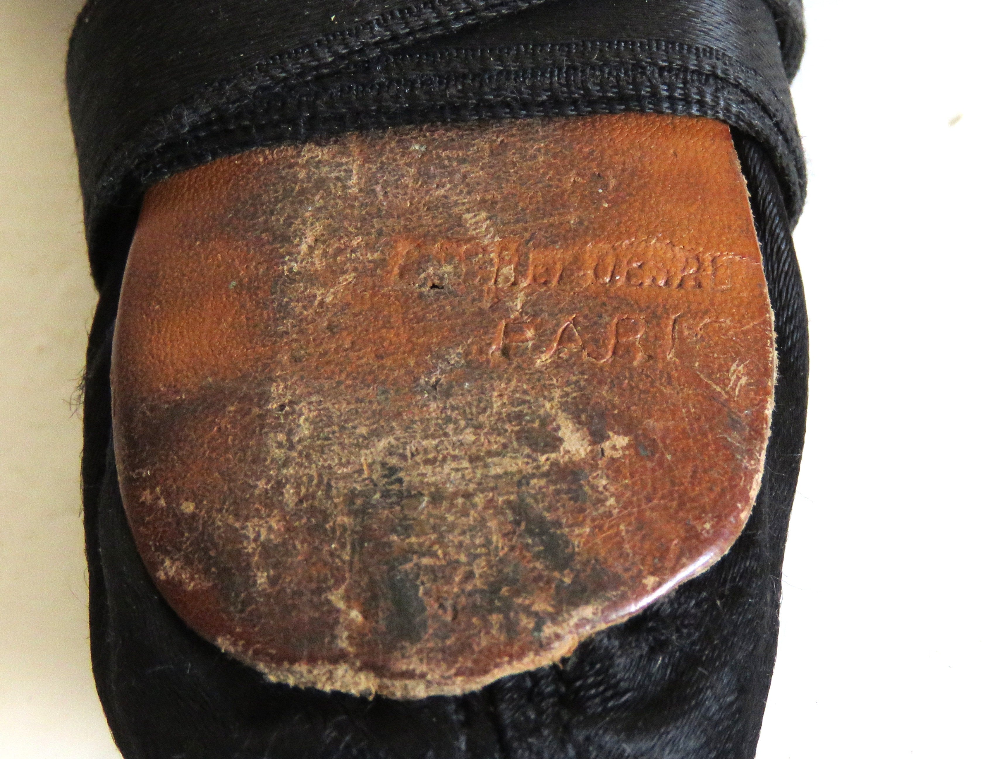 Antique French Black Satin Ballet Pointe Shoes Paris Size 11