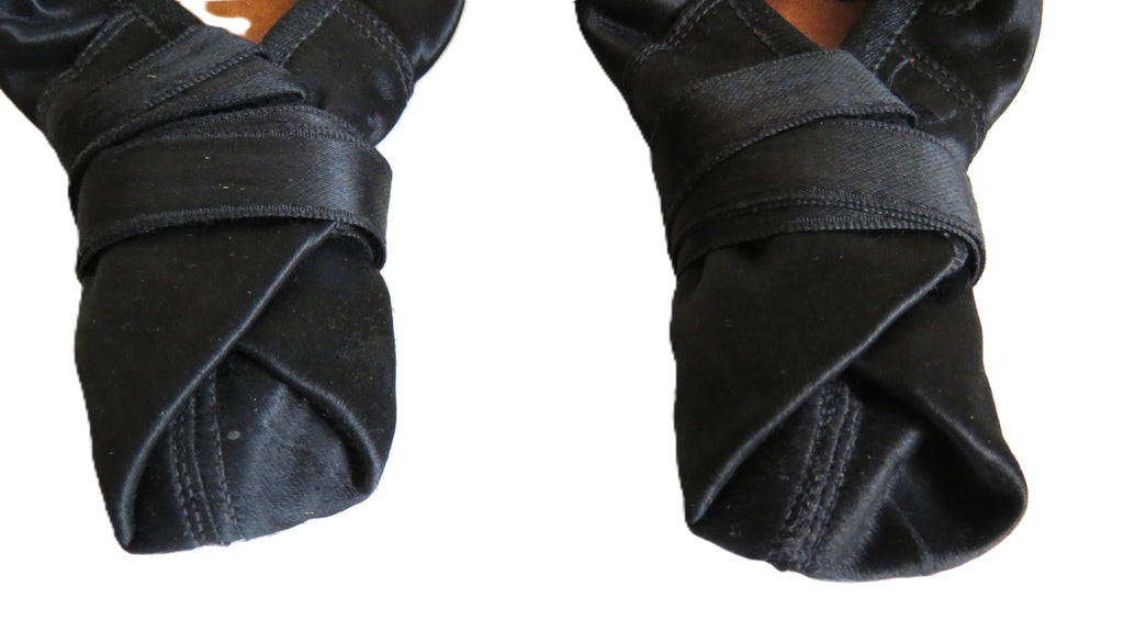 Antique French Ballet Shoes – Black Satin Pointe Slippers – Paris – Size 11 - Vintage French Treasures
