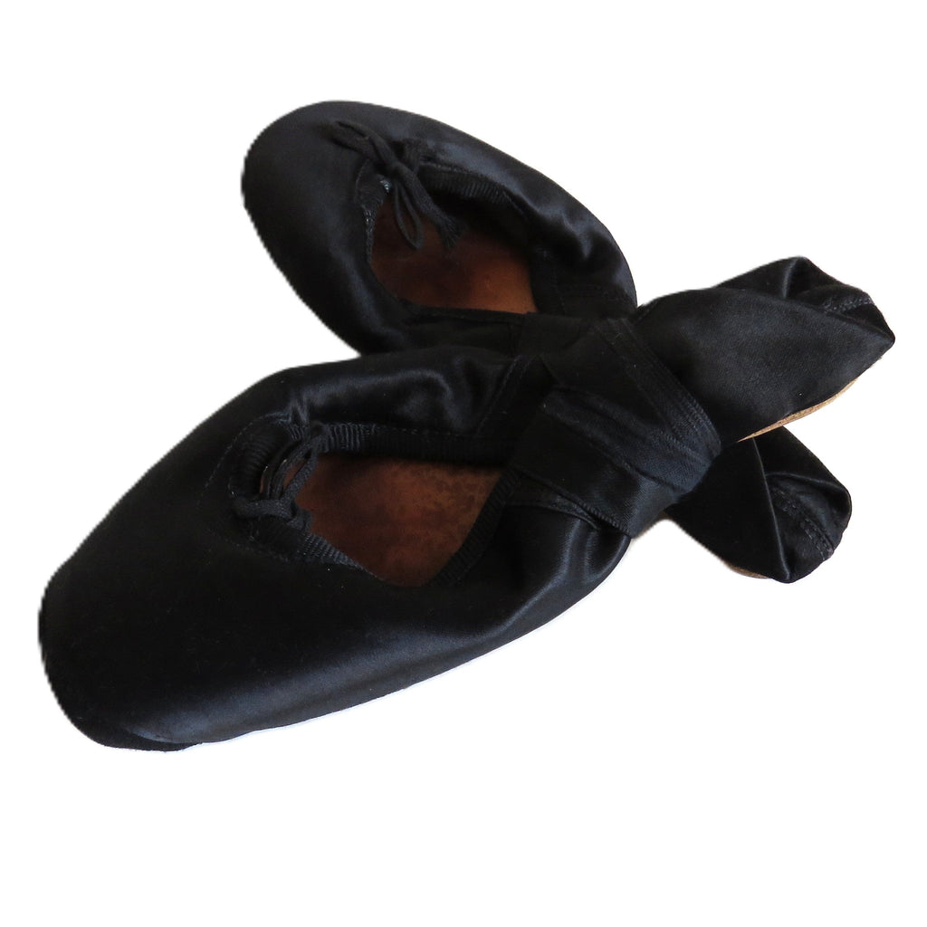 Antique French Ballet Shoes – Black Satin Pointe Slippers – Paris – Size 11 - Vintage French Treasures