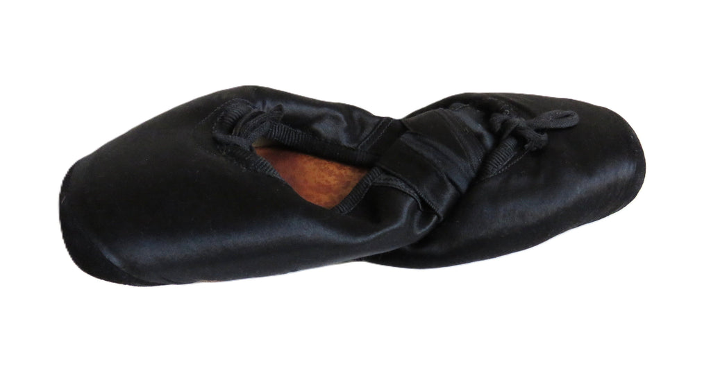 Antique French Ballet Shoes – Black Satin Pointe Slippers – Paris – Size 11 - Vintage French Treasures