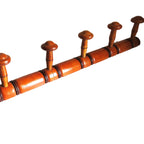 Antique French Wooden Wall Coat Rack with Six Pegs – Rustic Country Farmhouse Peg Rack -