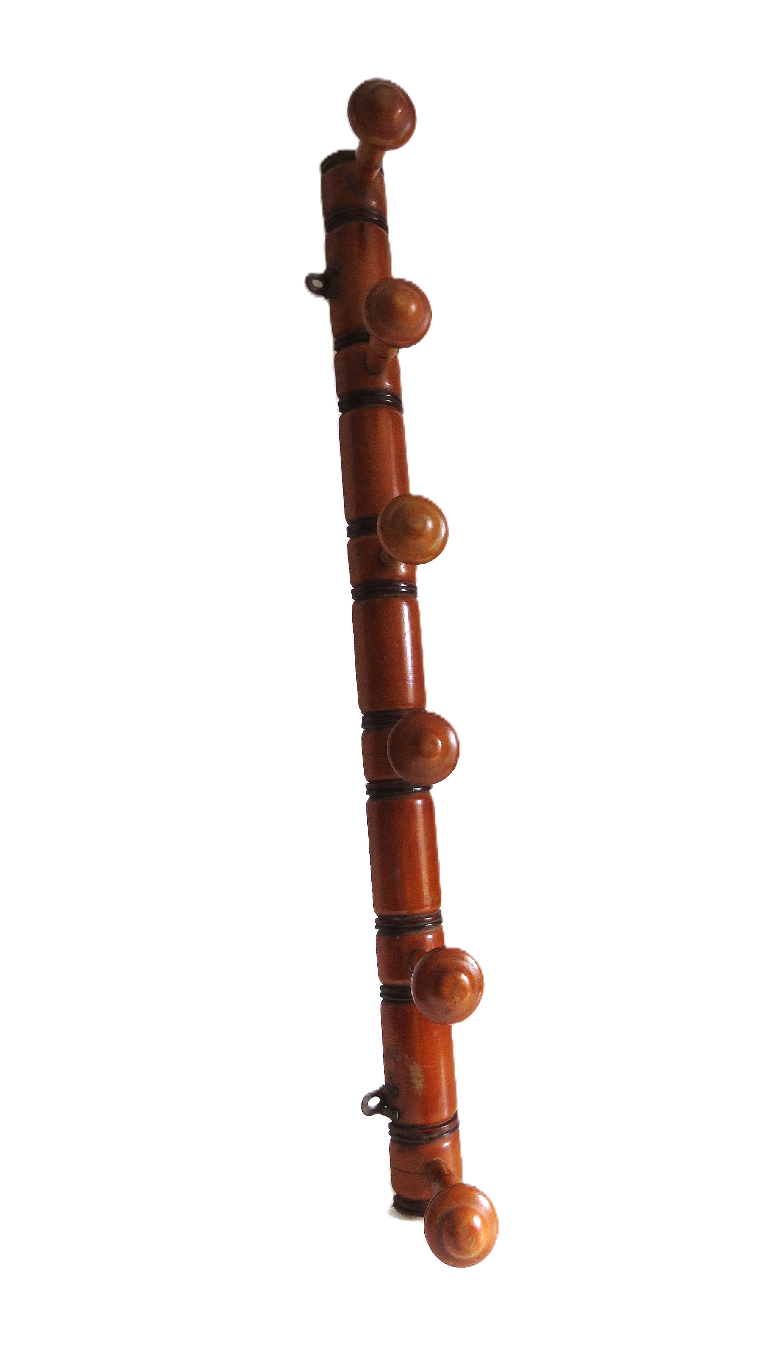 Antique French Wooden Wall Coat Rack with Six Pegs – Rustic Country Farmhouse Peg Rack - Vintage French Treasures