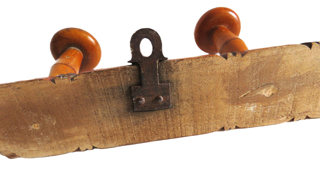 Antique French Wooden Wall Coat Rack with Six Pegs – Rustic Country Farmhouse Peg Rack - Vintage French Treasures
