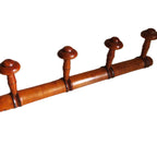 Vintage French Chinoiserie Faux Bamboo Wooden Coat Rack | Five Peg Hooks -
