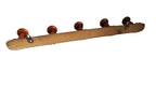 Vintage French Chinoiserie Faux Bamboo Wooden Coat Rack | Five Peg Hooks -