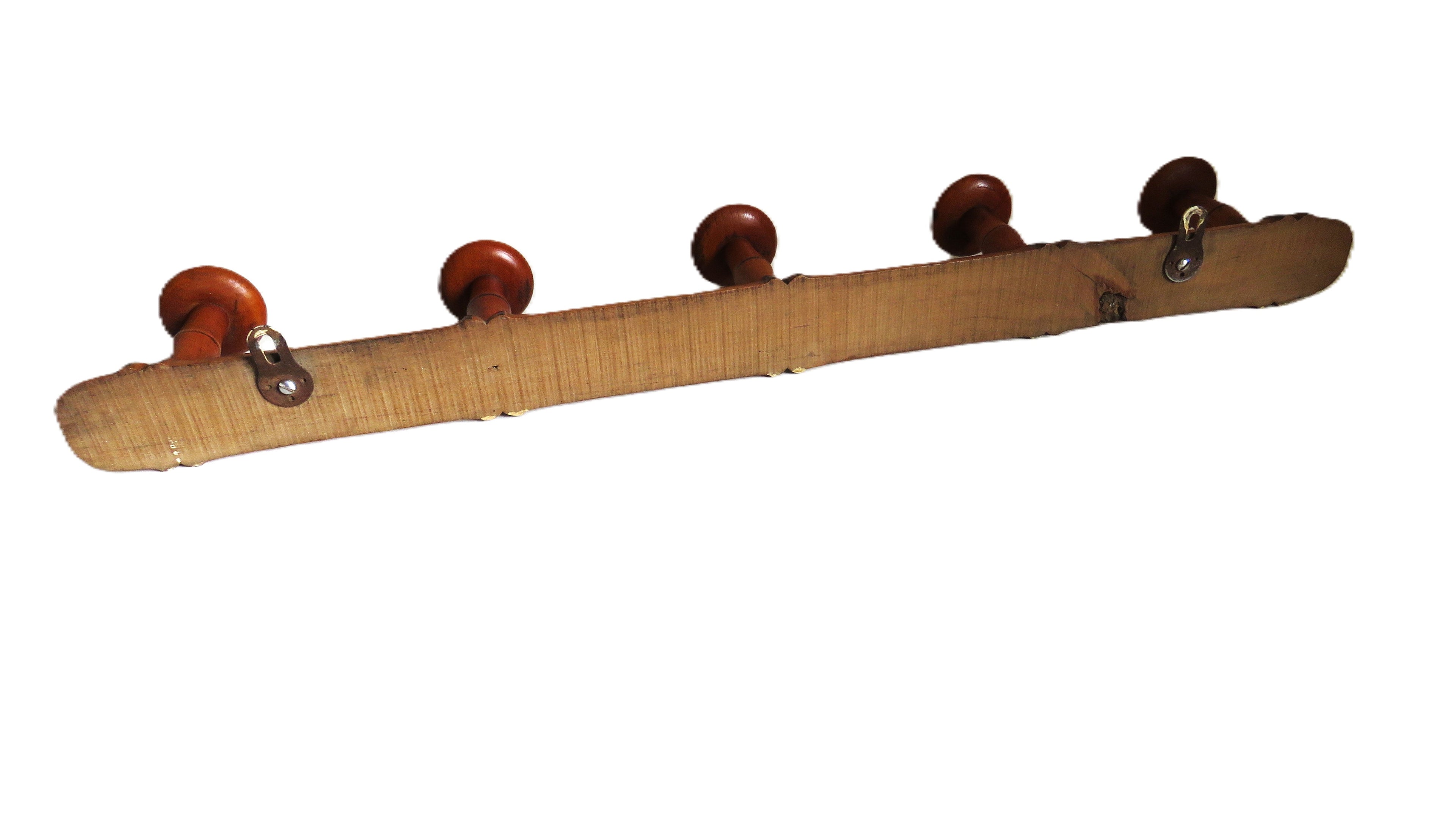 Vintage French Chinoiserie Faux Bamboo Wooden Coat Rack | Five Peg Hooks - Vintage French Treasures