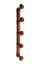 Vintage French Chinoiserie Faux Bamboo Wooden Coat Rack | Five Peg Hooks -