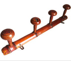 Antique French Chinoiserie Wooden Wall Coat Rack Peg Rail Rustic Country Hooks -