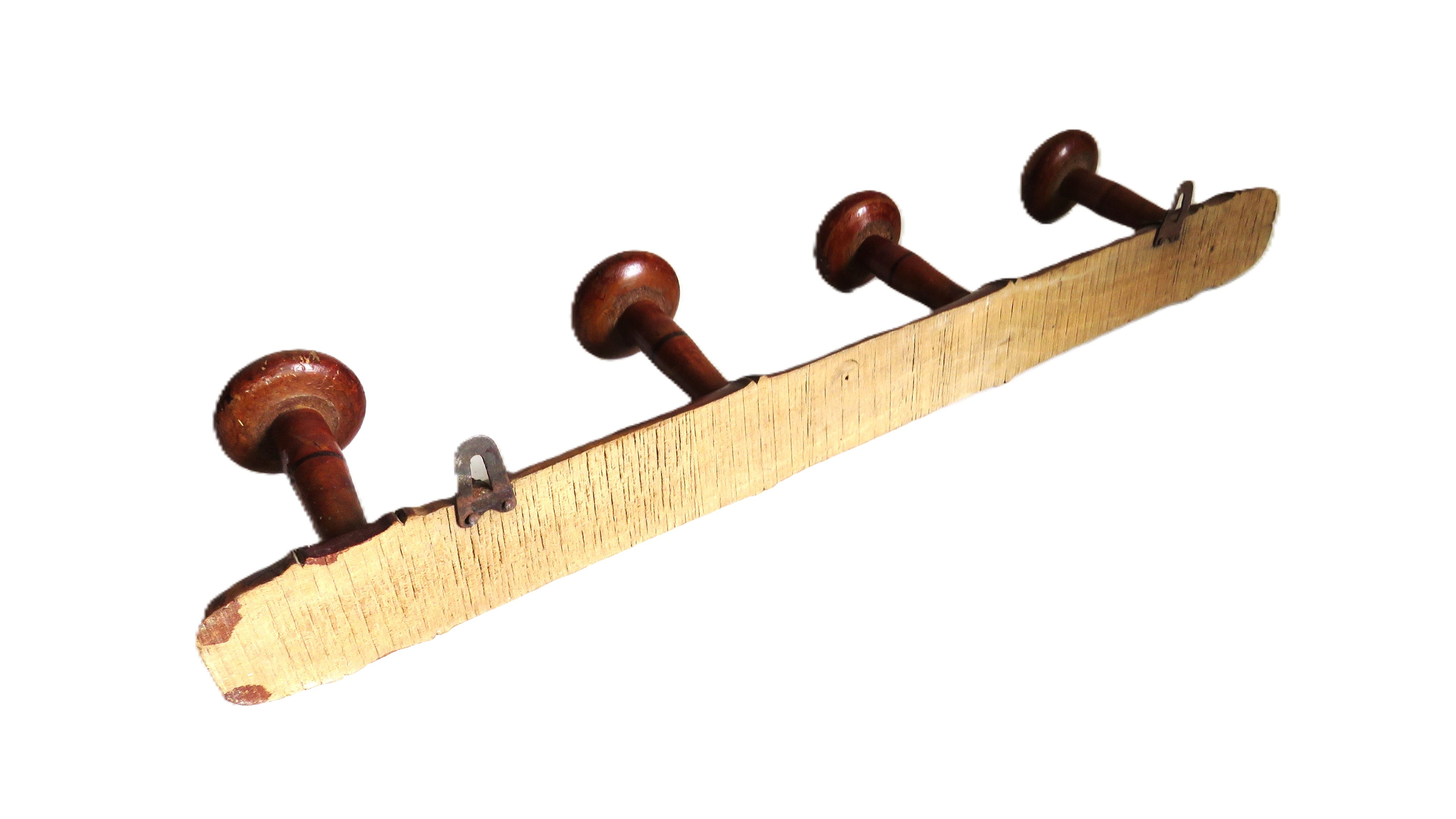 Antique French Chinoiserie Wooden Wall Coat Rack Peg Rail Rustic Country Hooks - Vintage French Treasures