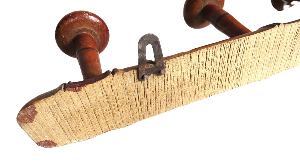 Antique French Chinoiserie Wooden Wall Coat Rack Peg Rail Rustic Country Hooks - Vintage French Treasures