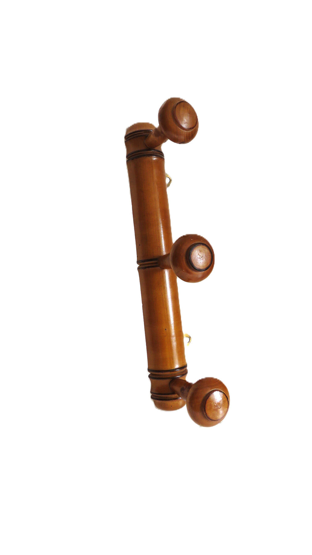 Vintage French Chinoiserie Bamboo Style Coat Rack, 3 Peg Wall Hooks - Vintage French Treasures