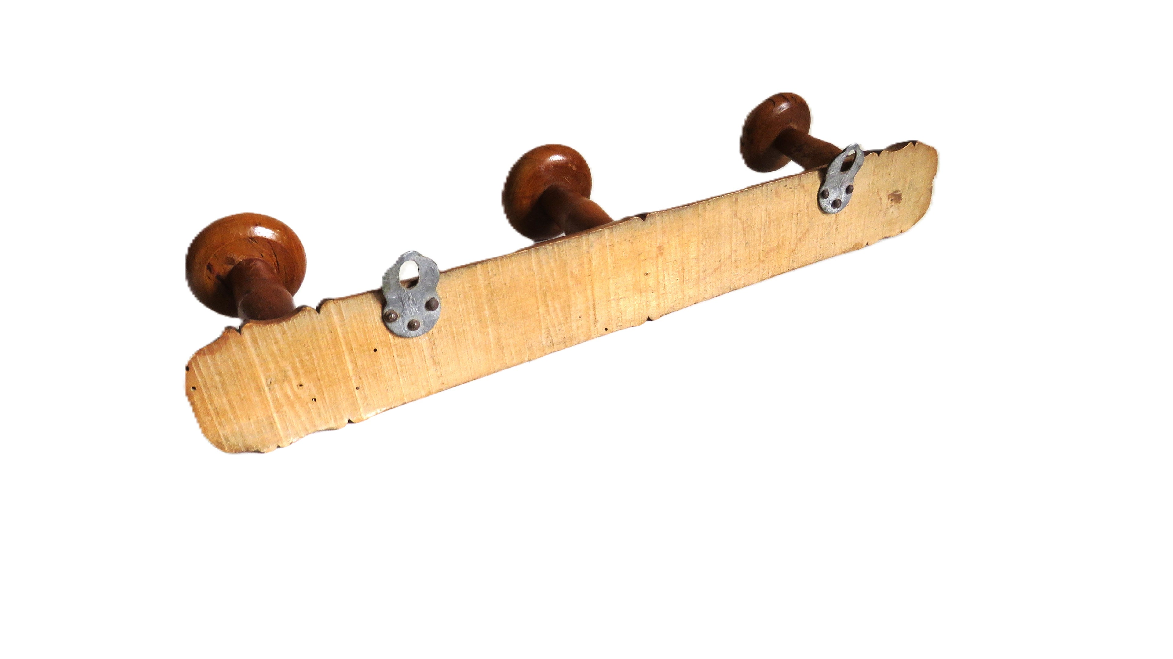 Vintage French Chinoiserie Bamboo Style Coat Rack, 3 Peg Wall Hooks - Vintage French Treasures