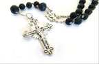 Antique French Bloodstone Heliotrope Rosary Hallmarked Silver Crucifix -