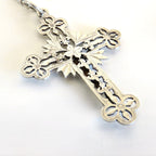 Antique French Bloodstone Heliotrope Rosary Hallmarked Silver Crucifix -