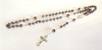 Antique French Hallmarked Silver Rosary with Faceted Purple Glass Beads -