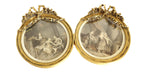 Pair Antique French Gilt Wood Framed Romantic Engravings -