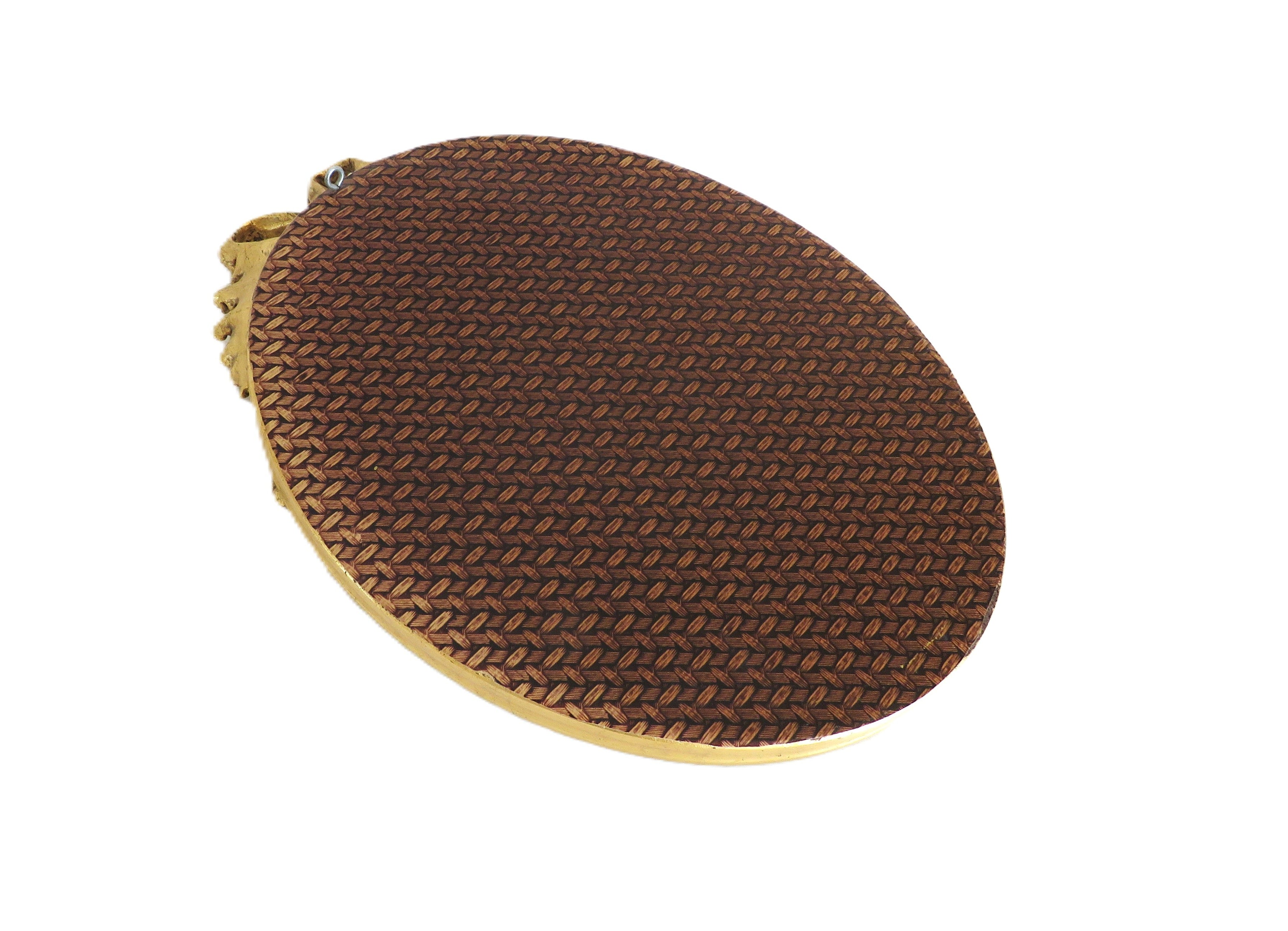 Back view of French Oval gilt frame on white background