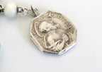 Rare French Silver Rosary, Late 18th to Early 19th Century (circa 1780–1830) — Articulated Heart Centre, Devotional Medals & Mother-of-Pearl Crucifix -