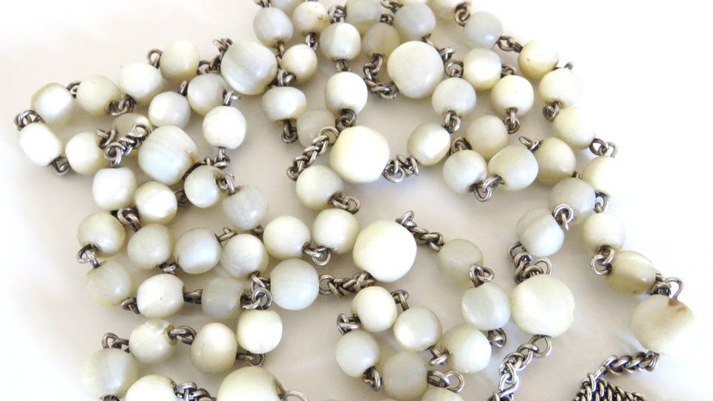 Rare French Silver Rosary, Late 18th to Early 19th Century (circa 1780–1830) — Articulated Heart Centre, Devotional Medals & Mother-of-Pearl Crucifix