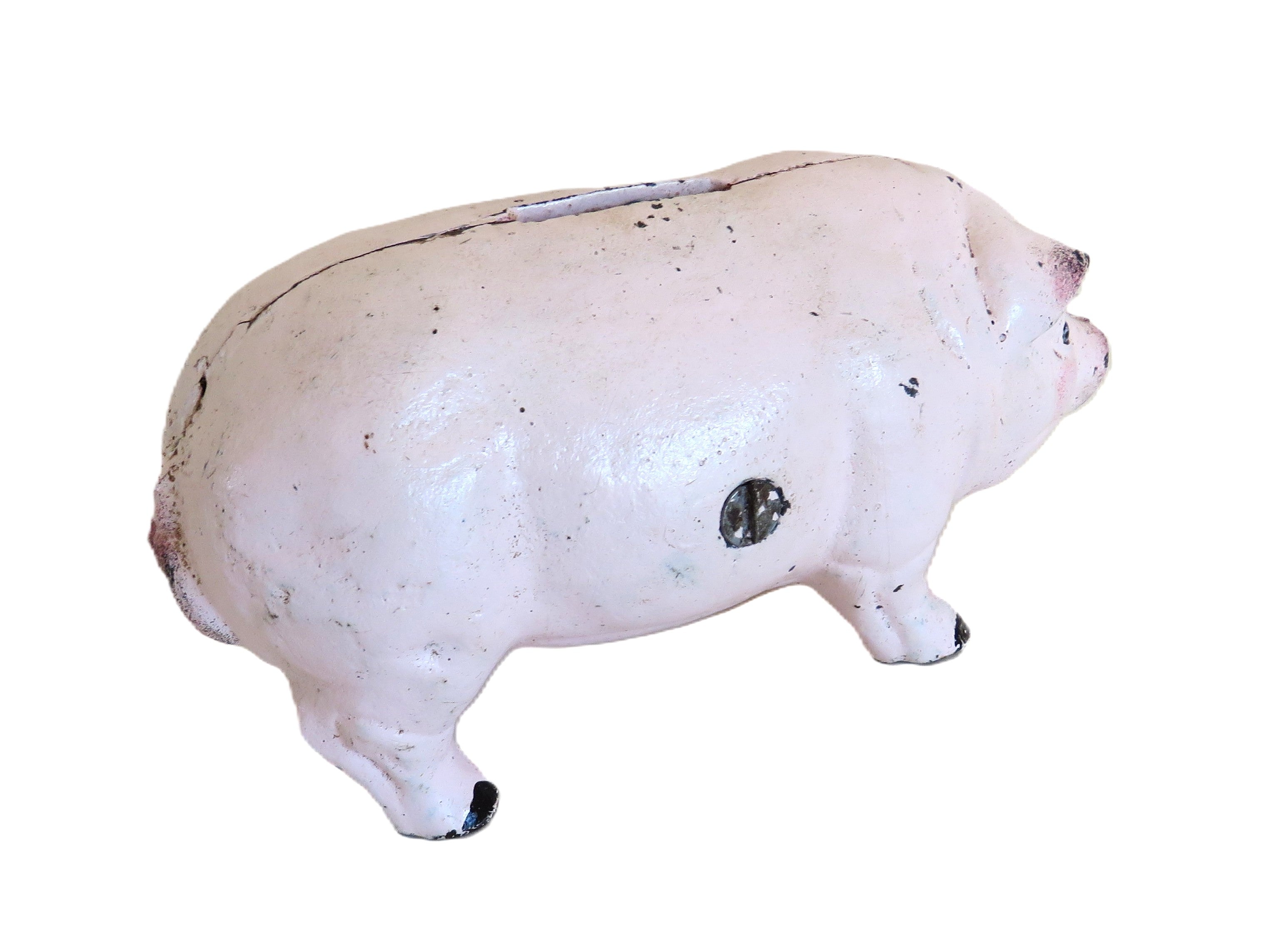 Vintage Pink Cast Iron Piggy Bank Money Box – Heavy Cast Iron Pig – Farmhouse Decor – Collectible Pig Bank - Vintage French Treasures