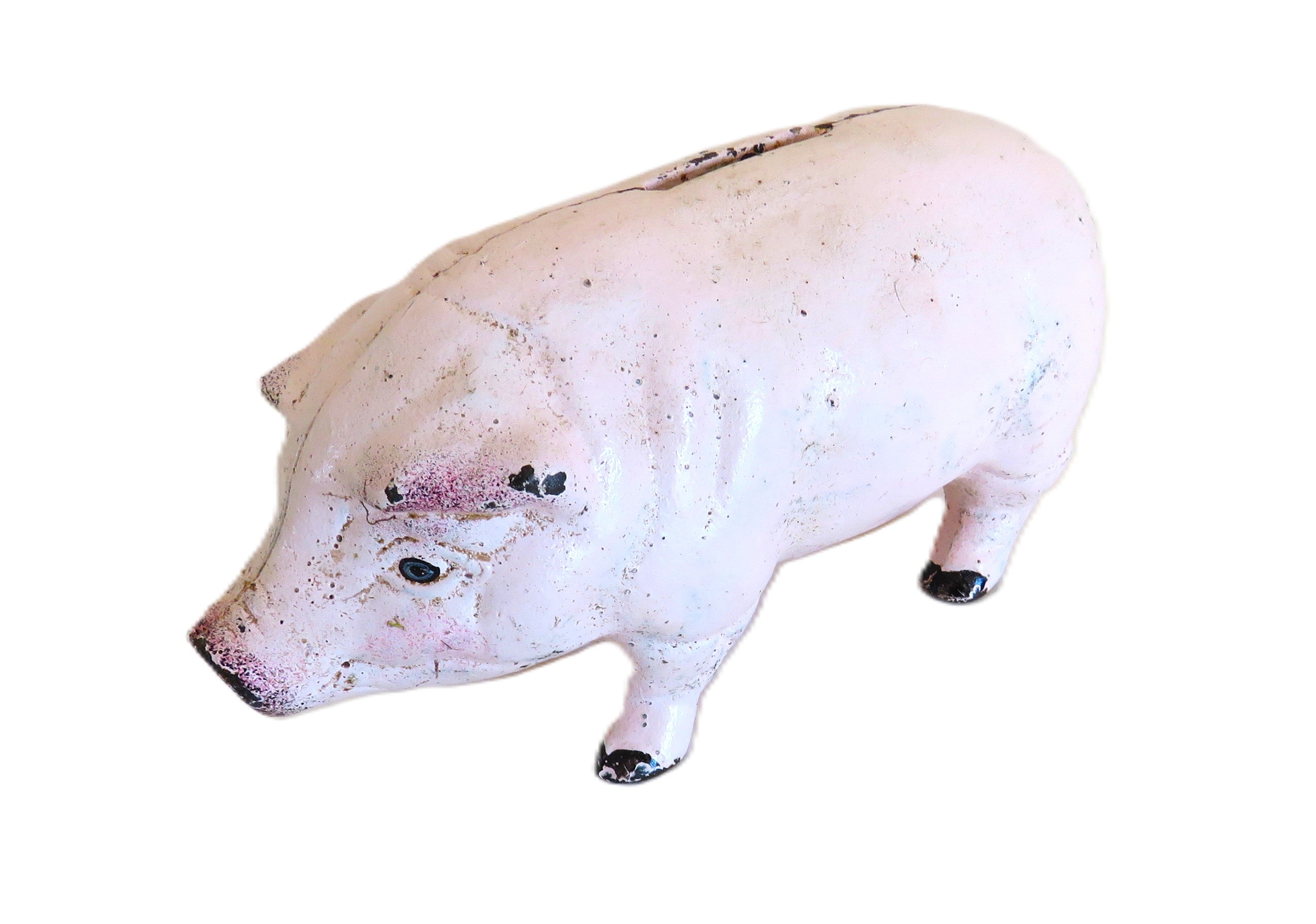 Vintage Pink Cast Iron Piggy Bank Money Box – Heavy Cast Iron Pig – Farmhouse Decor – Collectible Pig Bank - Vintage French Treasures