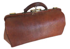 Antique French Leather Doctor’s Bag with Original Key, Large Gladstone Medical Bag